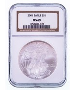 2001 Argento American Eagle Selezionato Da NGC Come MS-69 - $101.76
