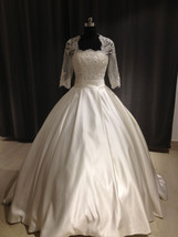 Rosyfancy Custom 3/4 Long Sleeves Square Neck Lace And Satin Bridal Ball... - £219.02 GBP