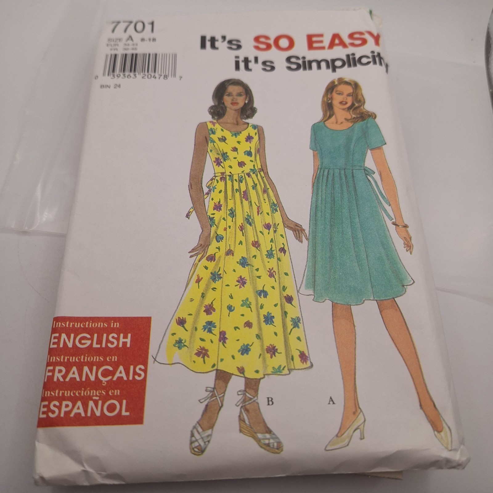 1997 Simplicity Pattern 7701 Misses Dress Uncut Size 8-18 - $9.90