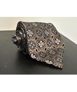 Vtg Setazone Black Copper Light Blue Floral 100% Silk Tie - $24.74