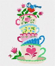 Pepita Needlepoint kit: Teacups and A Bird, 10&quot; x 12&quot; - £68.65 GBP+