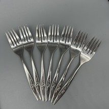 Oneidacraft Deluxe LASTING ROSE 7 Salad Forks Stainless Flatware Silverware - £15.28 GBP