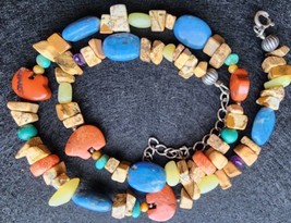 Carolyn Pollack Sterling Multi Stone Fetish Bear Beaded Necklace   - £66.55 GBP