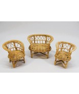 VINTAGE RARE RATTAN WICKER FURNITURE FOR 12&quot; DOLLS BARBIE - £23.59 GBP