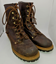 Men’s CAROLINA 8” Elm Logger Boots 821 Size 10 D Brown Leather Work Boots - $77.39