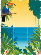 toucan bird tropical rainforest jungle beach ocean ceramic tile mural backsplash - £47.62 GBP+