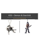 KISS Band - DEMON &amp; Starchild with Guitars Resin Ornament Set of 2 piece... - £48.02 GBP