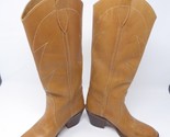 Vintage Kinney Shoes Leather Cowboy Boots 6 B Brown Boho 70s Hippie High... - $69.25