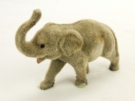 Unmatched Pair of Elephant Figurines, Flocked Plastic &amp; Painted Metal, #... - £11.47 GBP