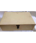 VTG 1960&#39;s cream color leathe faux two tier jewelry box chest organizer ... - £30.86 GBP