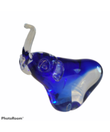 Vtg Murano Glass Art Glass 7&quot; Elephant Trunk Up Figurine Cobalt Blue Pap... - $54.69 CAD