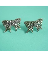 Vintage sterling Earrings Marcasite Bows sparkling wedding bridesmaid gi... - €57,32 EUR