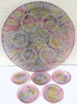Vintage Art Glass Passover Seder Plate and 5 Bowls Judaica Israel Abstract - $127.71