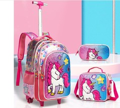 School wheeled backpack bag lunch bag set school Rolling backpack bag wi... - £113.10 GBP