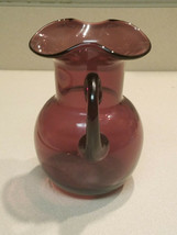 Vintage Amethyst Purple 6 1/4&quot; Long Blown Glass Pitcher Vase - £15.61 GBP