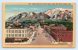 Ogden Utah Aerial Street View Linen Postcard - $5.95