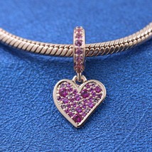 2021 Pre Autumn Release Rose Gold Rose™ Pave Freehand Heart Dangle Charm  - £12.81 GBP