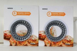 2 Count Miniso 2 Count 10.5 X 1.7 Cm Mini Pie Baking Mold Carbon Steel - £9.58 GBP