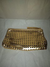 Estee Lauder Cosmetic Bag Gold Metallic Squares Clutch Purse Makeup Luxury - $9.72