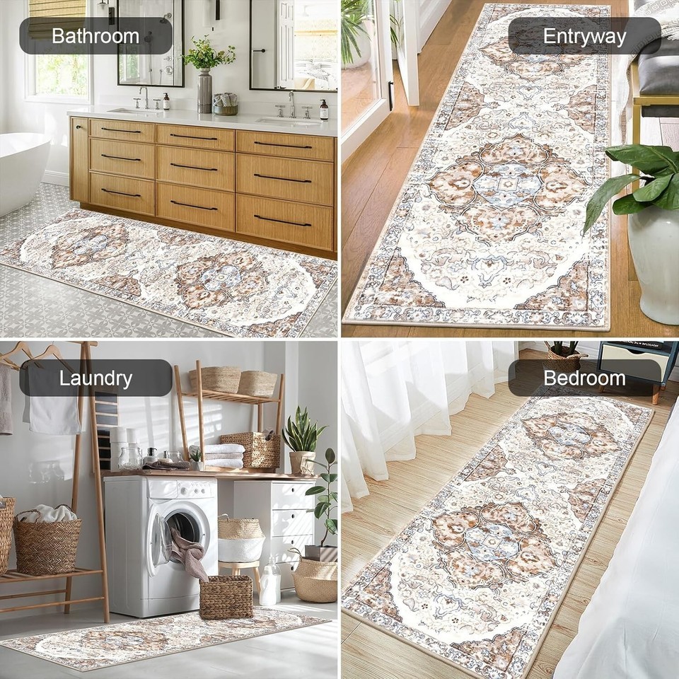Boho Vintage 2'x6' Washable Runner Rug - Non-Slip, Comfort & Style Combined Item image 8