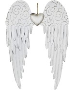 Antique Hanging Metal Angel with Heart Decorative Angel Wings Wall Sculp... - £28.88 GBP