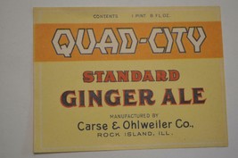 Quad City Ginger Ale Carse &amp; Ohlweller Co Rock Island ILL  Label . inv,15 - £5.49 GBP