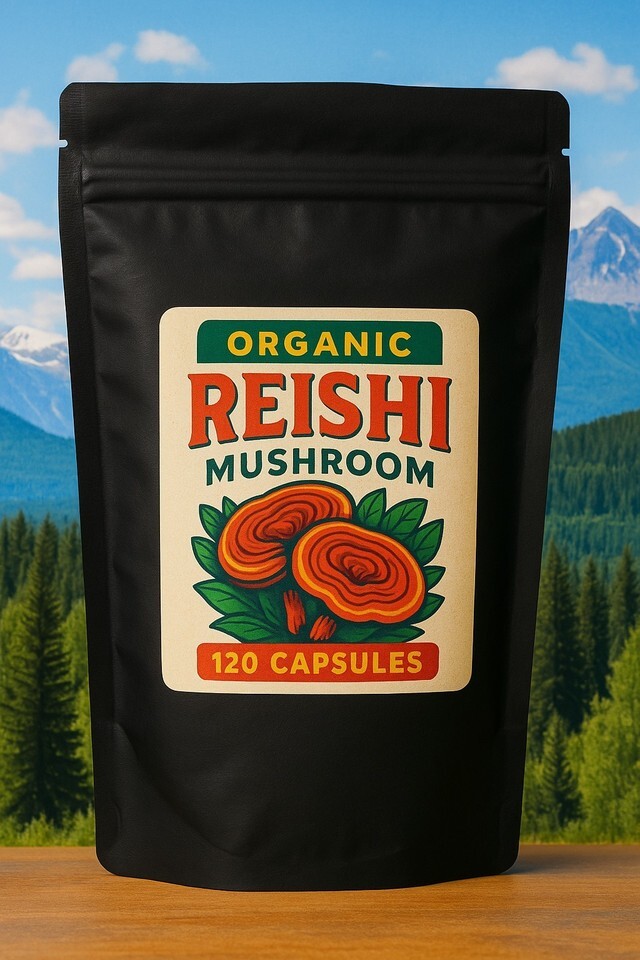Certified ORGANIC REISHI mushroom extract (120 vegan capsules)Stress man... - $16.62