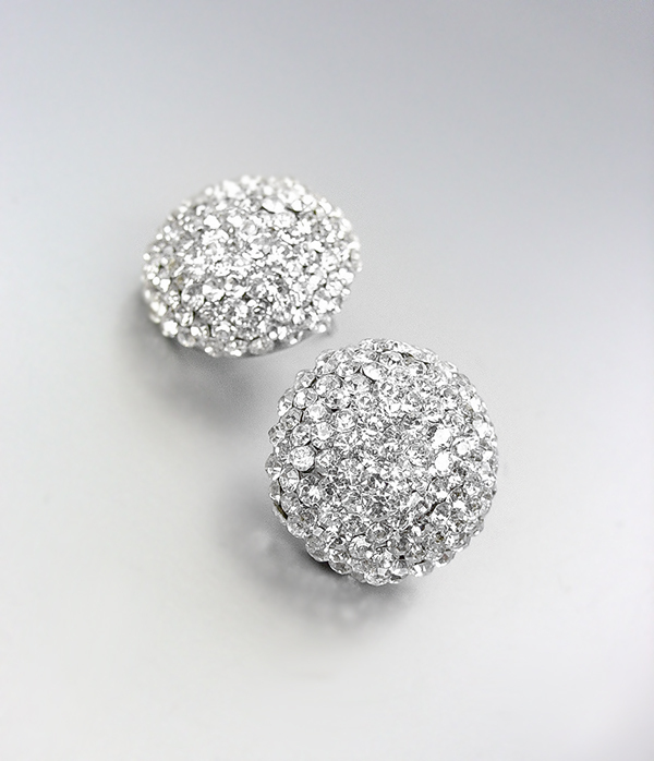 EXQUISITE SPARKLE Pave CZ Crystals Button Stud Earrings Prom Pageant Bridal - £15.97 GBP