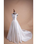 Rosyfancy Hepburn Style Beaded Embroidery Sleeveless Stain Bridal Weddin... - £178.30 GBP