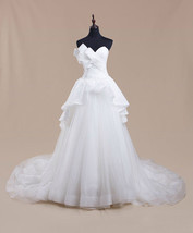 Rosyfancy Strapless Structural Bust High-low Lace Peplum A-line Wedding Dress - £294.21 GBP