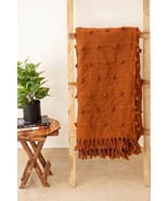Hand Loom Cotton Throw Blanket Rust Wool Loops Throw Blanket Cotton Sofa... - £40.63 GBP