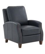 Jack Midnight Blue Faux Leather Push Back Recliner with Nailheads - $9,990.23 MXN