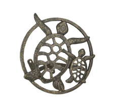 Cast Iron Sea Turtle Decorative Wall Mounted Hanging Garden Hose Holder - £63.26 GBP