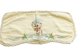 2 Sailboats Elephant Hand Embroidered Crochet Dresser Scarves 17 X 8.5 inch - $24.98