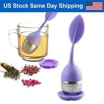 Purple Silicone Leaf Tea Infusers Stainless Tea Strainer Herbal Filter Diffuser - £14.42 GBP
