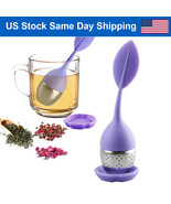 Purple Silicone Leaf Tea Infusers Stainless Tea Strainer Herbal Filter D... - £14.07 GBP
