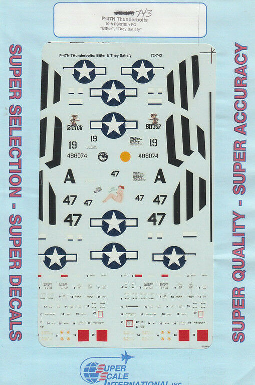 1/72 SuperScale Decal P-47N Ie Shima 19th FS 318th FG Bitter They Satisfy 72-743 - £11.73 GBP