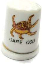 Cape Cod Conch Shell Vintage Porcelain White Thimble Gold Trimmed Band - £11.10 GBP