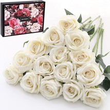 The Cloudecor 15Pcs.Artificial Roses Velet Real Touch Single Stem Fake R... - $39.92