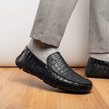 Remo Genuine Caiman Slip On Driving Loafers Black image 11