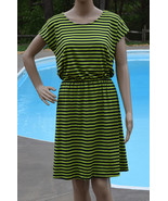 Ellen Tracy Womens Size S Green Navy Striped Sheath Dress Knee Length NWT - $24.00
