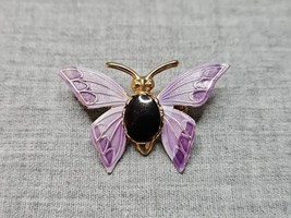 Vintage Purple Butterfly Pin Pinback Brooch, 1.5&#39;&#39; - £7.46 GBP