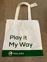 Halara Play It My Way Canvas Tote Bag White/Green One Size 14&quot; x 14&quot; - £9.74 GBP