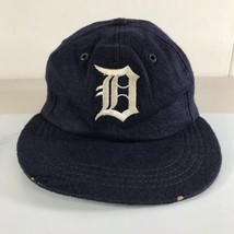 Vintage Detroit Tigers Hat Small Size Navy Blue White Logo Wool Rayon - $494.99