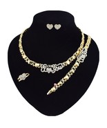 HUGS &amp;KISSES xo set necklace bracelet earrings ring I love you gold fill... - $569.79 MXN