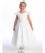 Girls White First Communion Dress w/ Embroidered Tulle &amp; Sequins (209) - $223.69