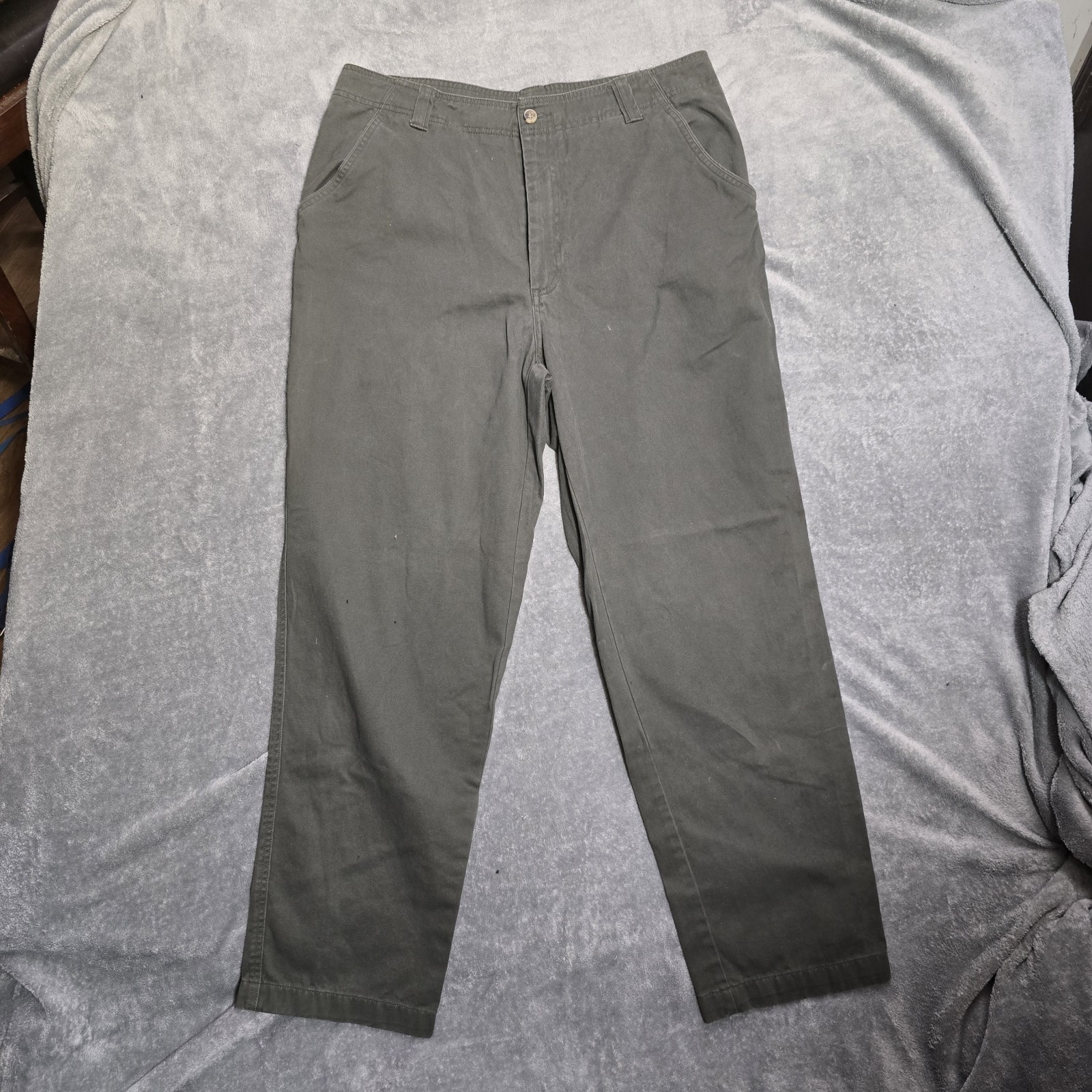 Roundtree &amp; Yorke Casuals Khaki Green Straight Flat Front Pants ~ Size 3... - $21.78