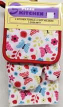 5pc Set:2 Pot holders,2 Microfiber Towels,1 Oven Mitt,BUTTERFLIES&amp;FLOWER... - $14.84