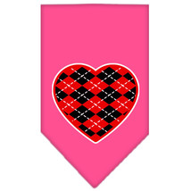 Argyle Heart Red Screen Print Bandana Bright Pink Small - £9.26 GBP