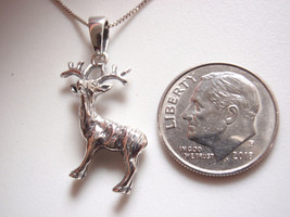 Deer Buck 925 Sterling Silver Necklace Reindeer - £16.58 GBP